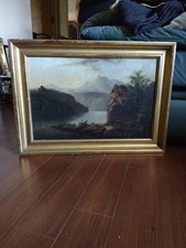 Antique 19th Century Folk Art Landscape Painting Signed/Dated 1880