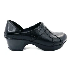 Women 8.5-9 39 Dansko Hailey Scalloped Black Leather Studded Slip On Clogs