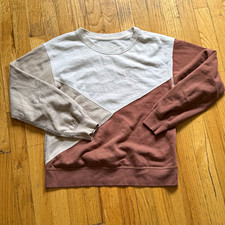 Abercrombie  Fitch Soft A F Colorblock Crewneck Fleece Sweatshirt XS