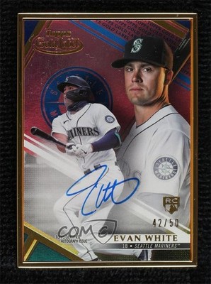 2021 Topps Gold Label Framed Blue 42/50 Evan White #FA-EW Rookie Auto RC 11jg