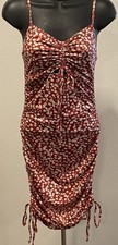Shein Jrs. /Womens Size XS (2) Red Floral Rouched Side Dress