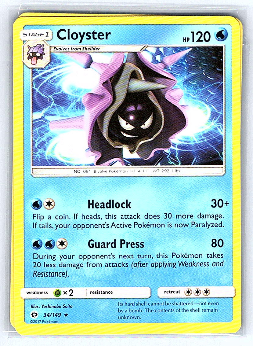 Cloyster 34/149 Sun & Moon NM or LP Pokemon Card