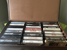 Vintage audio cassette tapes lots of different artists, 1980s. With Case.