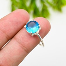 Blue Topaz Gemstone 925 Sterling Silver Ring Handmade Jewelry Ring For Gift