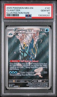 Clawitzer Illustration Rare 141/132 2025 Pokemon Mega Evolution PSA 10 Gem Mint