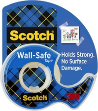 Scotch Wall-Safe Tape, 1 Dispenser Roll, Removable Wall Safe Tape, for Hanging P