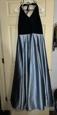 David’s Bridal Gown Size 20 Black & Light Blue Worn 1X Homecoming Party Silk