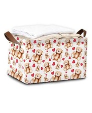 Storage Bin with Handles, Valentines Love Basket Storage Organizer Bear Heart