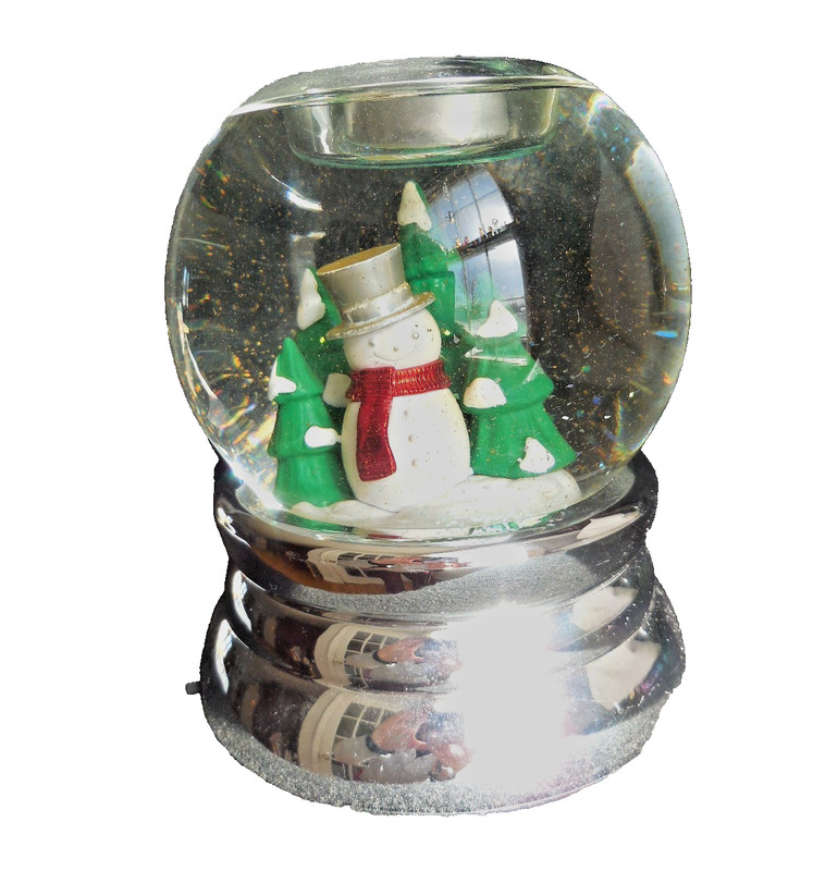 Bath & Body Works Slatkin & Co Snowman Snow Globe Tealight Christmas Tree Silver