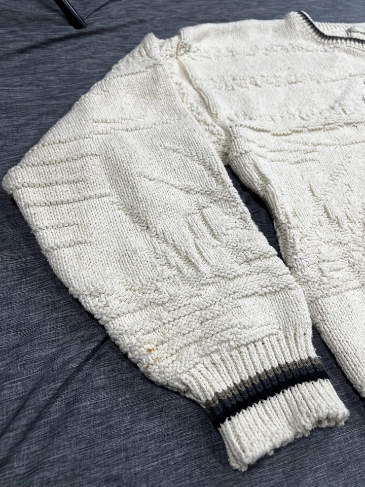 Vintage FieldMaster Sweater Mens XL Cream Black Lab Dog Hunting Knit Made USA - Image 3 of 4