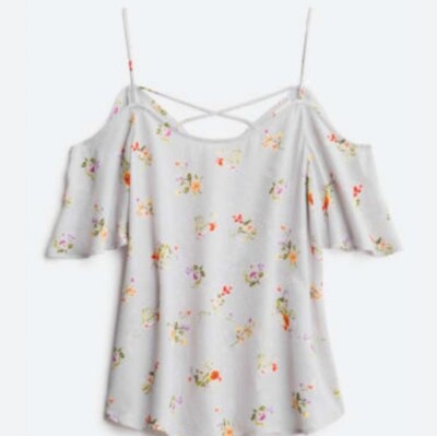 Kaliegh Cold Shoulder Floral Top Size XL