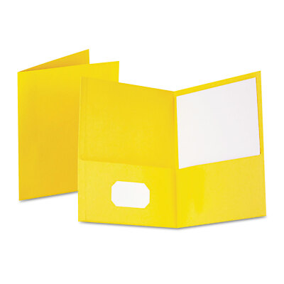 Oxford Twin-Pocket Folder Embossed Leather Grain Paper Yellow 25/Box 57509