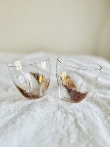 Hennessy Cognac Gold Splash Glasses - Speckled Thumb Print - SET OF 2