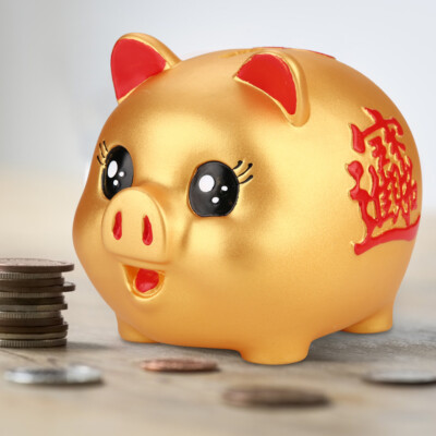 15 Gold Pig Lucky Porcelain Fortune Pig Money Box Piggy Bank