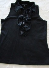 BLACK RUFFLED KNIT BLOUSE by JONES NEW YORK, SZ S