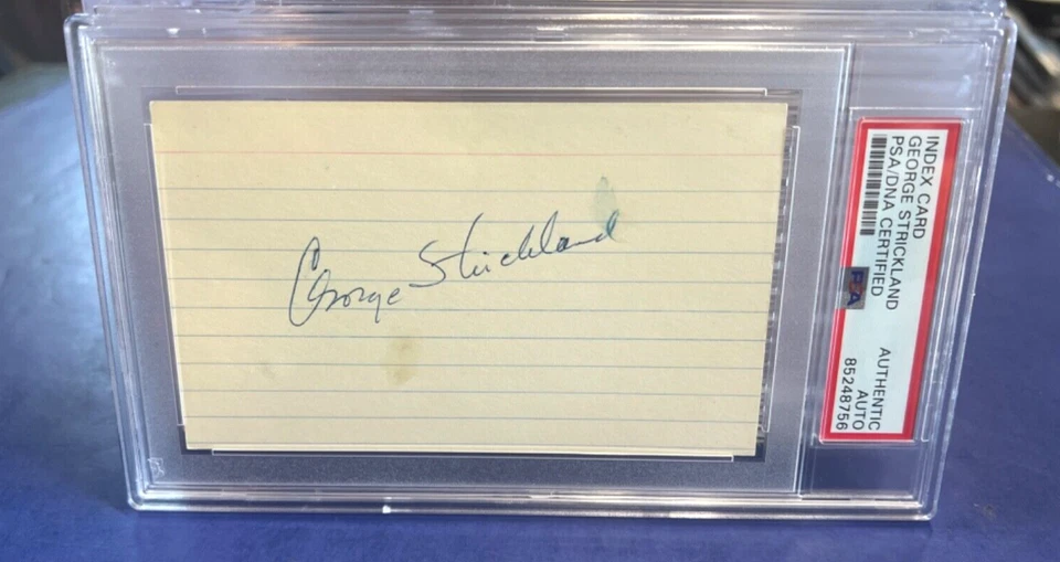 George Strickland Signed 3x5 Index Card 1950's Baseball PSA COA - Image 2 of 3