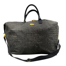 Diane Von Furstenberg Large Duffle Weekend Overnight Travel Bag Black Snakeskin