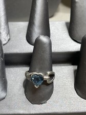 Blue Topaz sterling silver Heart shaped stone size 7.75 ring