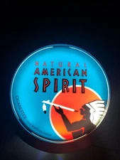 NEW NATURAL AMERICAN SPIRIT (NAS) LIGHTED CIRCULAR BACK BAR ADVERTISING SIGN