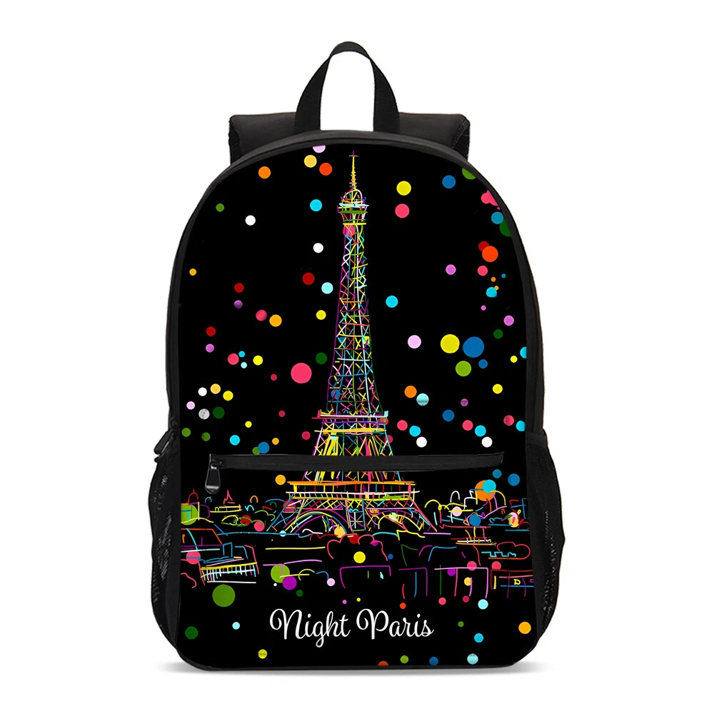 Night Paris Eiffel Tower Stars Backpack for Kid
