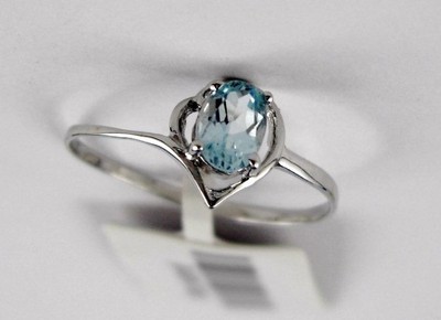 K94 Blau Topas Ring Oval Schliff 0,46 ct 925 Silber Leichtes Herz Design