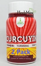 Curcuyin 2 Pack turmeric lemon cochella curcullin curcuma tablets 2 Jars