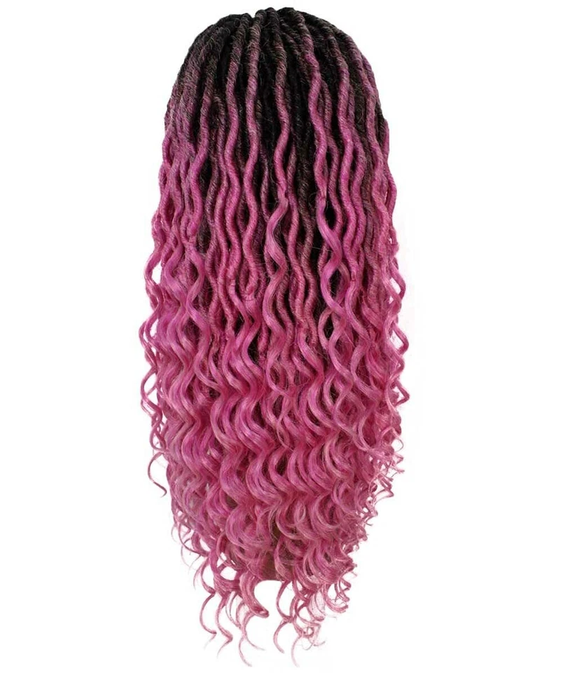 Peluca Ombre LUXE Andrea 4x4 Rizada Larga Atada a Mano Encaje Trenza Negra a Rosa Oscuro Foto 4 de 4