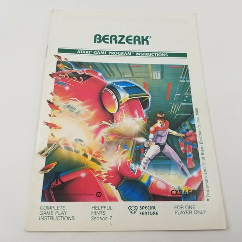 Berzerk Atari 2600 Instruction Manual Booklet NO GAME FREE SHIPPING EBay