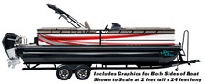 Red Gray White Wave Curve Graphic Wrap Kit Decal Bass Fishing Boat Vinyl Pontoon