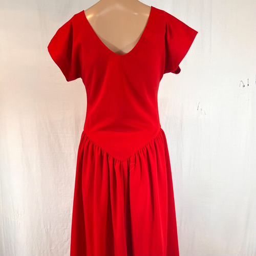 Especially Yours Women's Short Dolman Sleeve Mid Length Dress Red Polyester - Picture 2 of 8