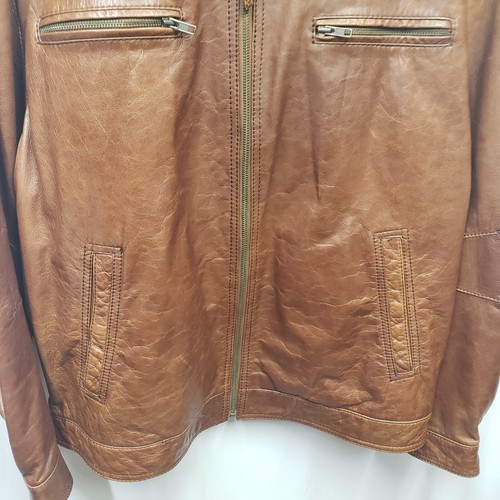 Vintage Roundtree and Yorke Leather Jacket Men's Sz XL Brown Bomber Lambskin - Picture 5 of 21