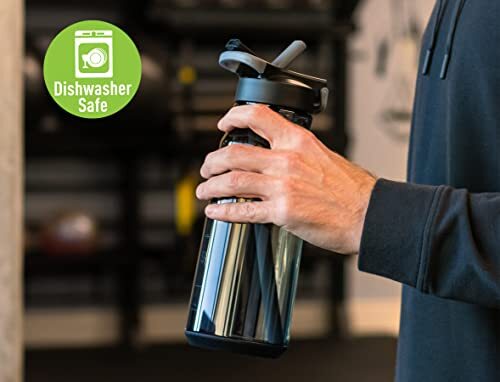 Water Bottle &ndash; Hydrate Water Bottle, 50oz &ndash; Hygienic Flip Top Lid, Integrated...