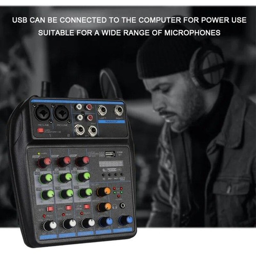 Consola de mezcla de 4 canales mezclador DJ con monitor de alimentación fantasma Bluetooth 48v Bluetooth Karao - Imagen 4 de 8