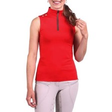 QHP Viviene Ladies sleeveless sport shirt horse riding top Red sizes 8 - 16