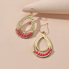 Ethnic Hotpink Beads Handmade Hollow Water Drop Bohemian Traditional Earrings