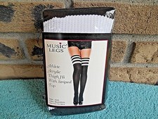 NEW IN PACKAGE Music Legs 4245 Athletic Striped Thigh High Stockings