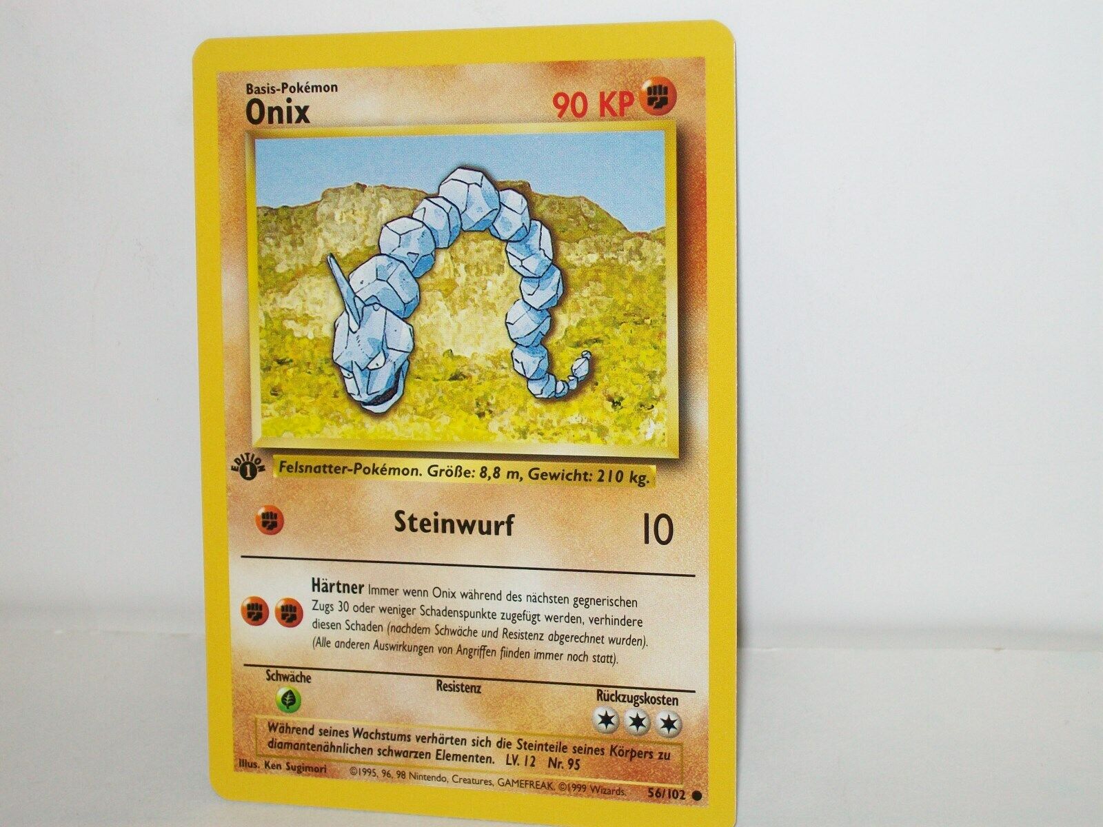 Onix -Onyx 56/102 1st Edition Base Set Pokemon Card German Mint New