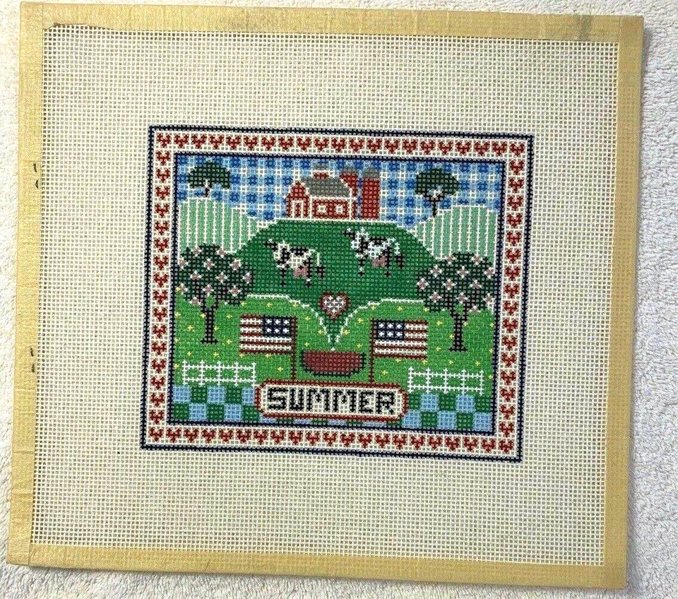 Susan Treglown Needlepoint Design Summer Hand Painted Canvas 11 x 12 - Image 2 of 4