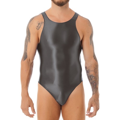 Men's Shiny Singlet Wrestling Leotard Glossy Fitness One Piece Jumpsuit Bodysuit - Picture 23 of 40