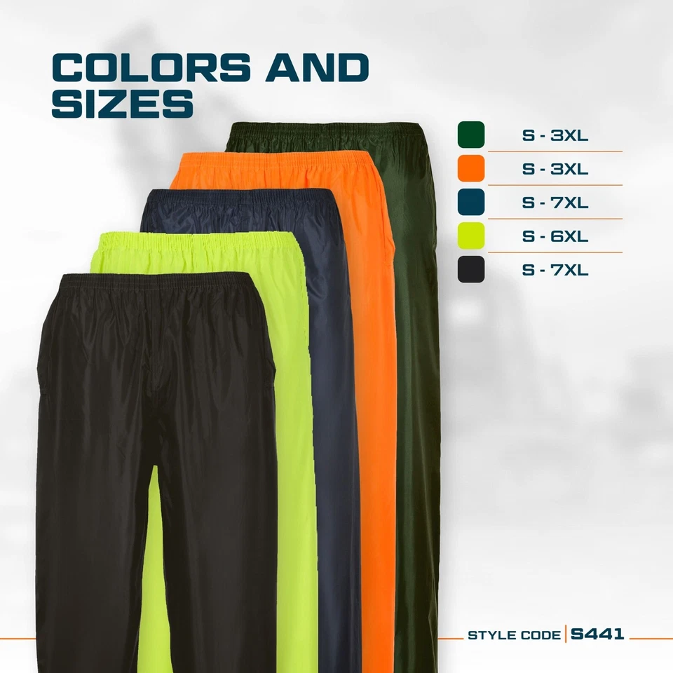 Portwest S441 Mens Waterproof Rain Pants Lightweight Adjustable Safety Overpants - Image 3 of 4