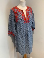 Boden embroidered linen tunic dress 10 NEW BNWT pattern print classic casual