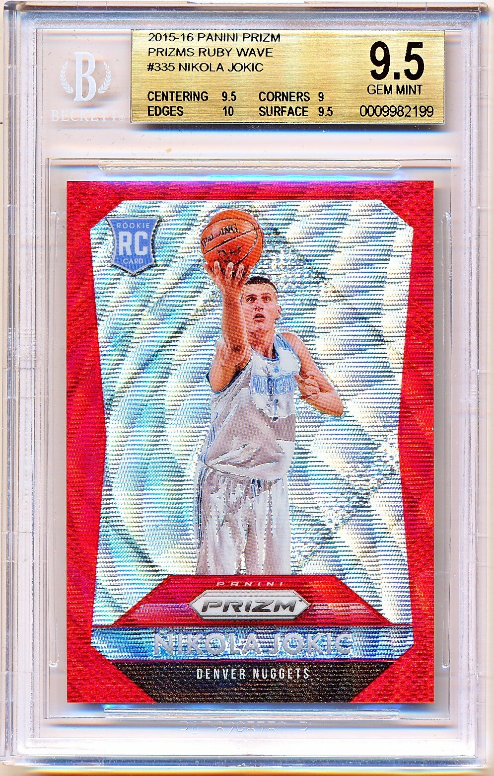 2015-16 Prizm Nikola Jokic Ruby Wave Prizms Rookie Rc #335 (035/350) BGS 9.5