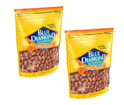 Honey Roasted Almonds - Blue Diamond 2-Pack (25 oz) | Resealable Snack ...