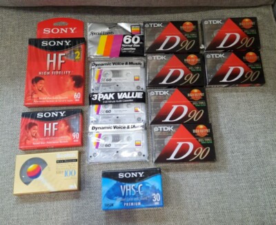 Lot of (13) Blank Cassette Tapes (1) VHS-C Sony TDK Gemini Scotch New Sealed