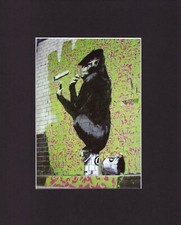 8X10 Black Matted Print BANKSY  Graffiti Street Art Picture: Ape Artist