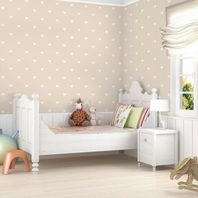 Kinderzimmer Vlies Tapete Premium Weiße Herzen auf Creme ...