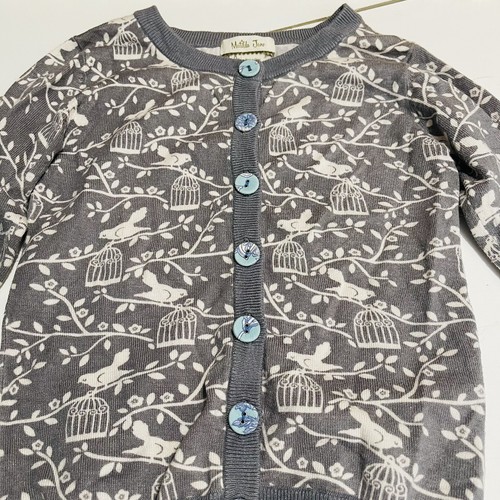 Matilda Jane Grey And White Bird & Birdcage Novelty Print Cardigan Girls 4 New - Picture 2 of 6