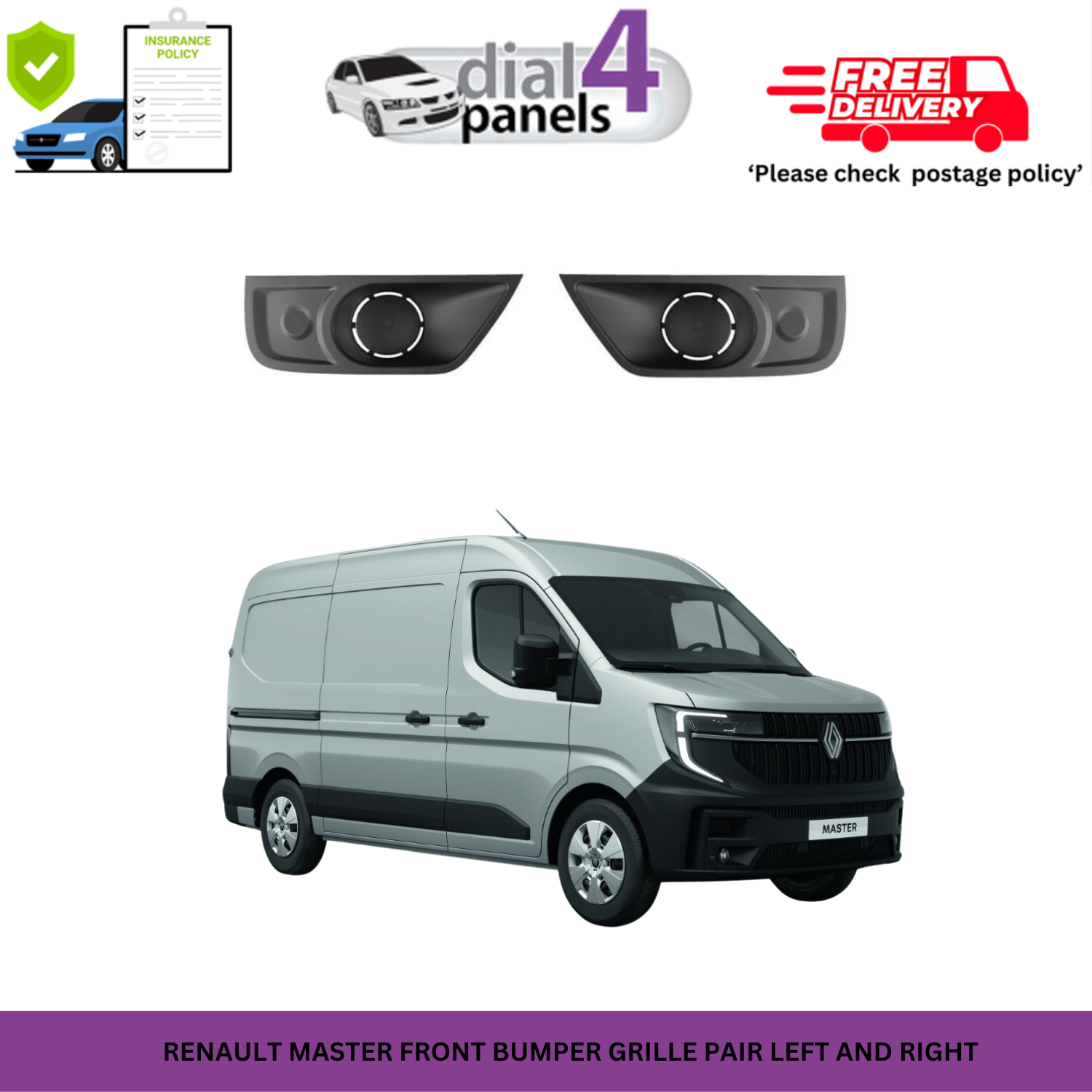RENAULT MASTER MK3 Front Bumper Left A Right Fog Grill Set  