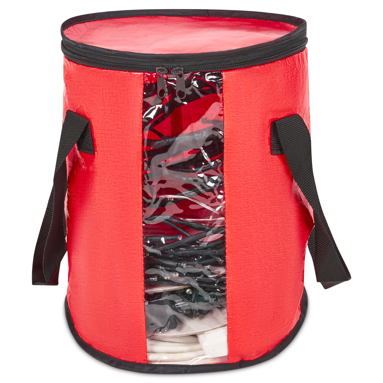 Christmas Tree Lights Storage Zip Bag Collapsible Box W Handles Clear