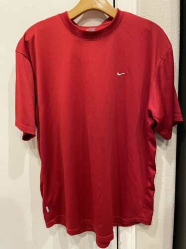 VTG Nike Swoosh Dri Fit Athletic Shirt Red Mens La